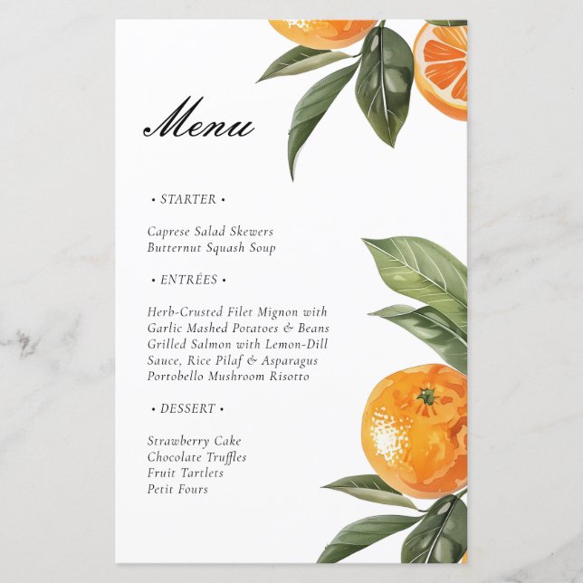 Naranja Botánico Menú principal de ducha de bridas (Anverso)