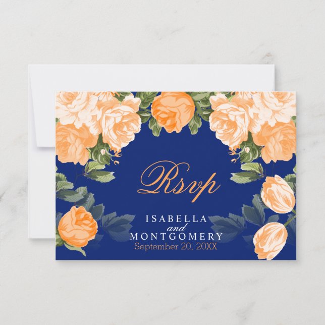Naranja botánico y Boda azul de la Marina - RSVP (Anverso)