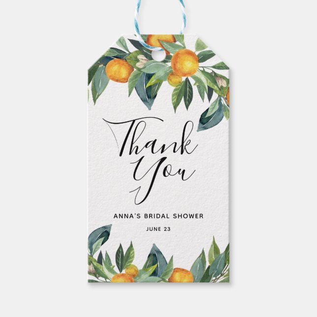 Naranja Bridal Shower Gracias etiqueta de favor (Anverso)