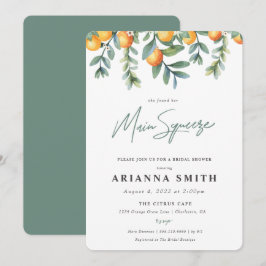 Naranja Bridal Shower Invitación mayor apriete