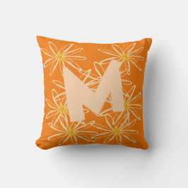 Naranja brillante almohada floral