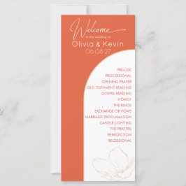 Naranja brillante programa de bodas con arco de la