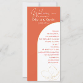 Naranja brillante programa de bodas con arco de la