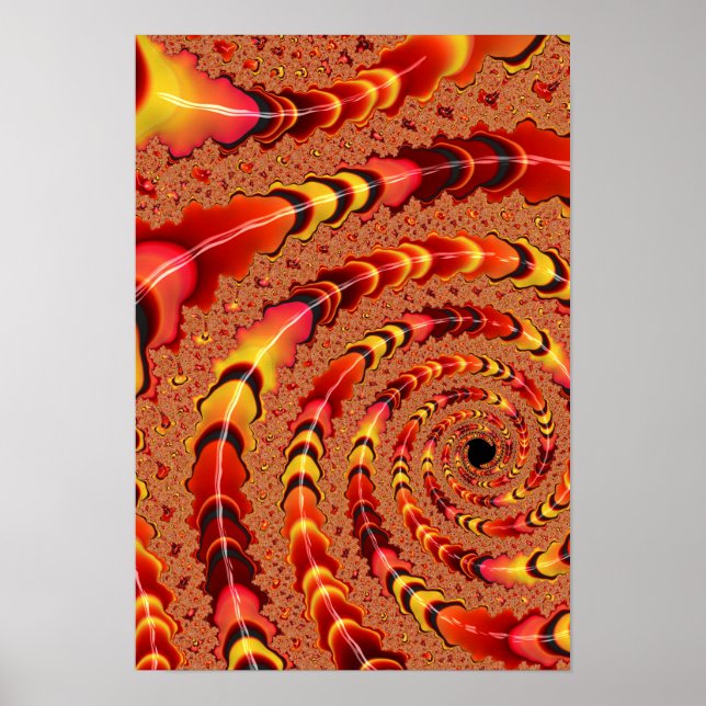 Naranja brillante y arte fractal de armas espirale (Frente)