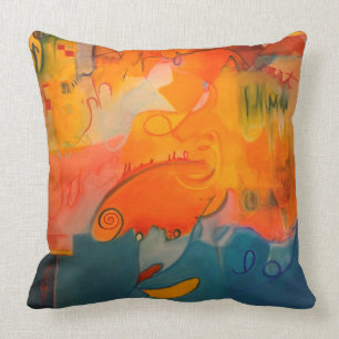 Naranja brillante y Cojín decorativo azul Verde a