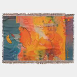 Naranja brillante y manta azul Verde azulada