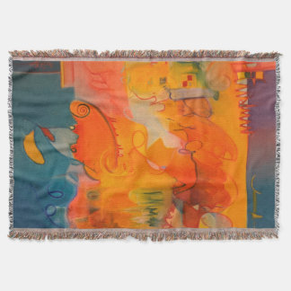 Naranja brillante y manta azul Verde azulada