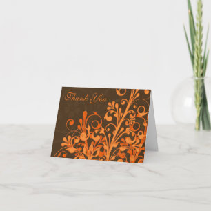 Naranja Brown Floral Fall Wedding Gracias Tarjeta