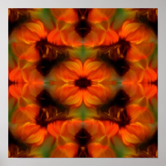 Naranja Brown Resumen Flores Arte (Frente)