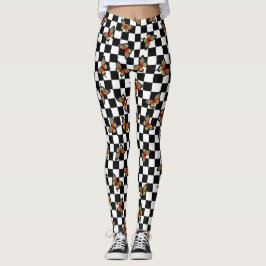 Naranja Butterflies Checkered Spandex Leggings