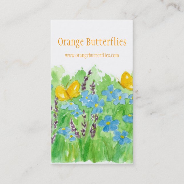 Naranja Butterflies Tarjeta de negocios Flores sal (Anverso)