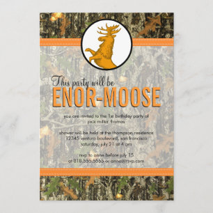 Naranja - Camo & Moose Cumpleaños Party Invitación