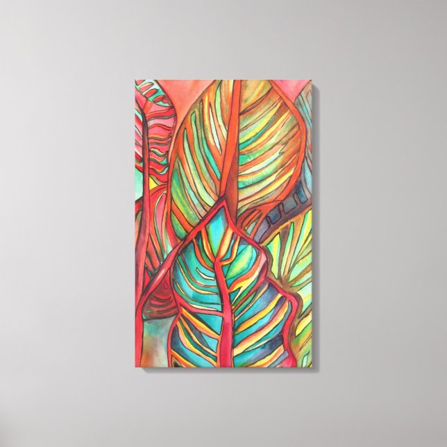 Naranja Canna deja acuarela arte original (Anverso)