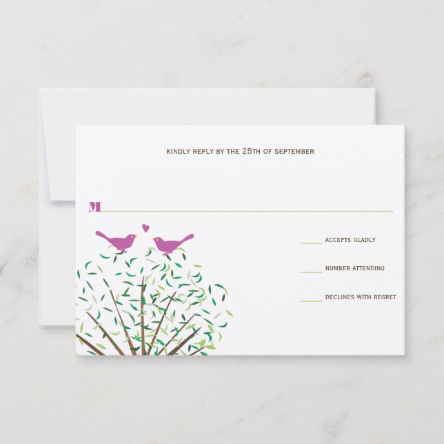 Naranja caprichoso y Fuchsia Love Bird Tree RSVP (Anverso)