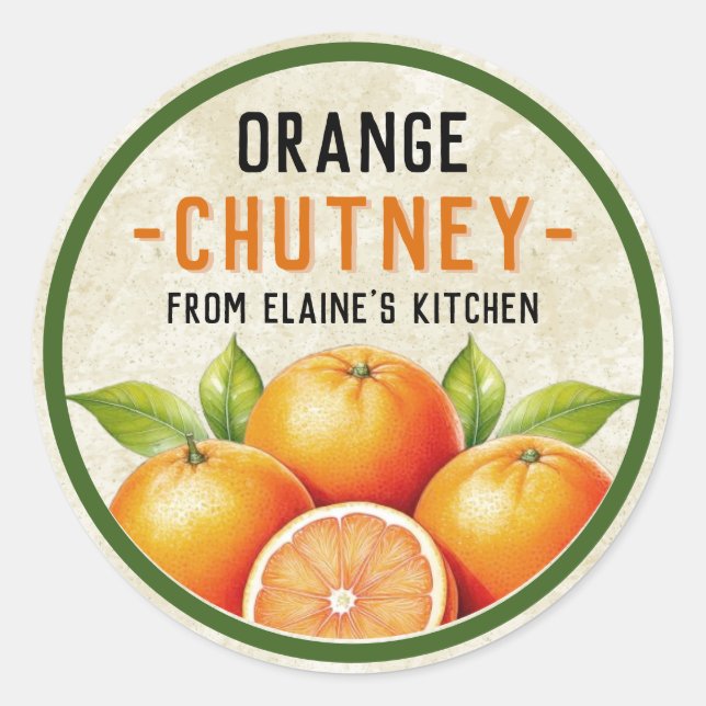 Naranja casero chutney pegatina - estilo vintage (Anverso)