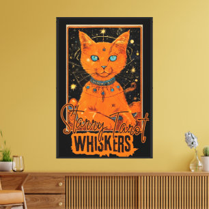 Naranja Cat Tarot Magic Impresión de arte cósmic