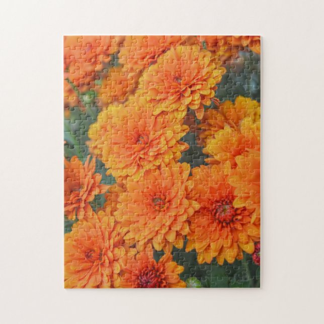 Naranja Chrysanthemum Flor Jardín Rompecabezas Art (Vertical)