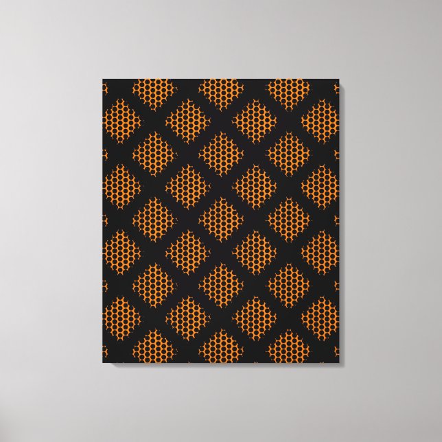 Naranja, círculos retro negros y lienzo de puntos (Anverso)