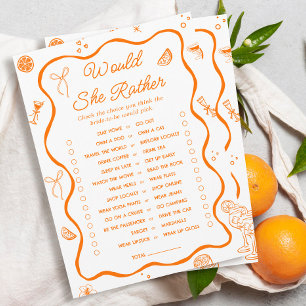 Naranja Citrus Bridal Shower Prefiere Tarjeta
