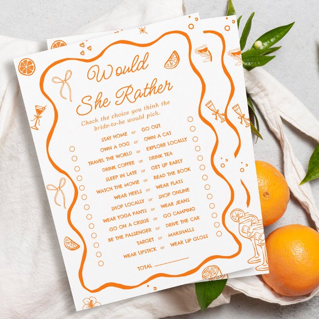 Naranja Citrus Bridal Shower Prefiere Tarjeta (Subido por el creador)