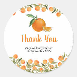 Naranja Citrus Watercolor Gracias Pegatina