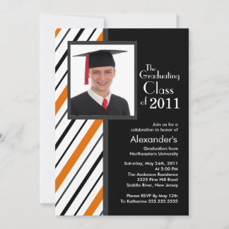 Naranja Clásico Invitación a graduación de foto de