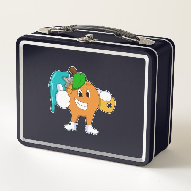 Naranja como pintador con pincel de pintura (Anverso)