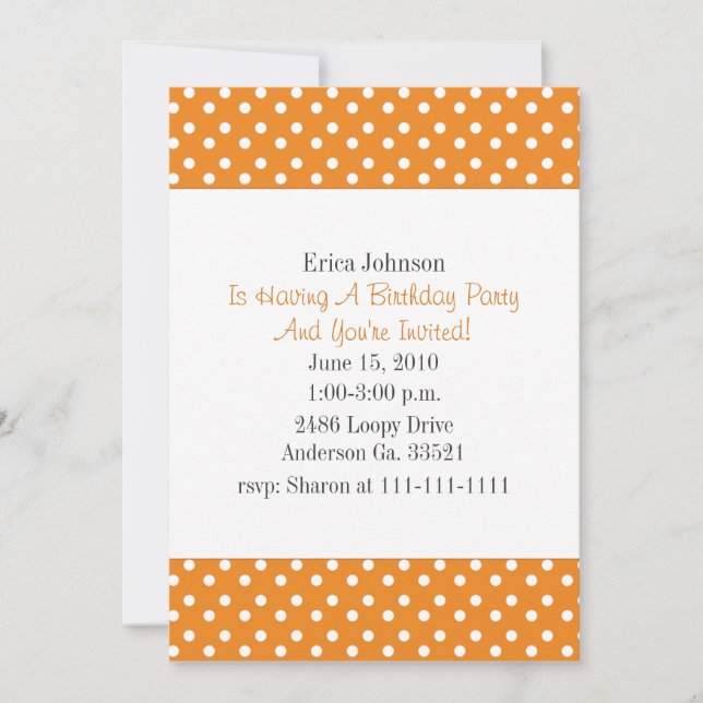 Naranja con invitación a la fiesta de impresión de (Anverso)