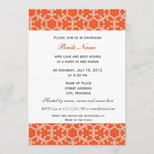 Naranja con motivos florales invitación a la ducha