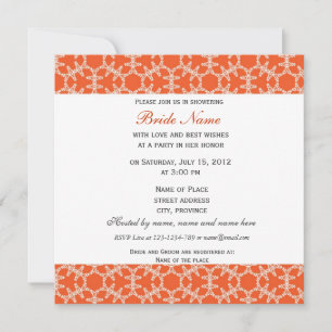 Naranja con motivos florales invitación a la ducha