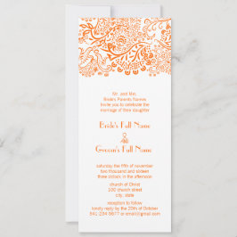 Naranja Coral Love Bird Wedding Invitación