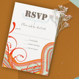 Naranja Coral Terracotta Paisley Boda