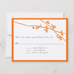 Naranja Coral Wild Flower Branches Wedding RSVP