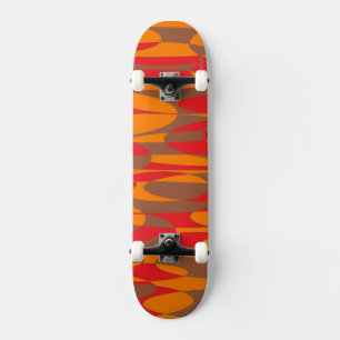Naranja, cubierta de skateboard roja y marrón