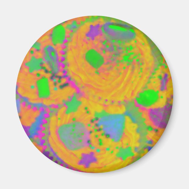 Naranja Cupcakes frigorífico imán alrededor (Frente)