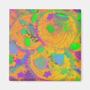 Naranja Cupcakes frigorífico imán cuadrado