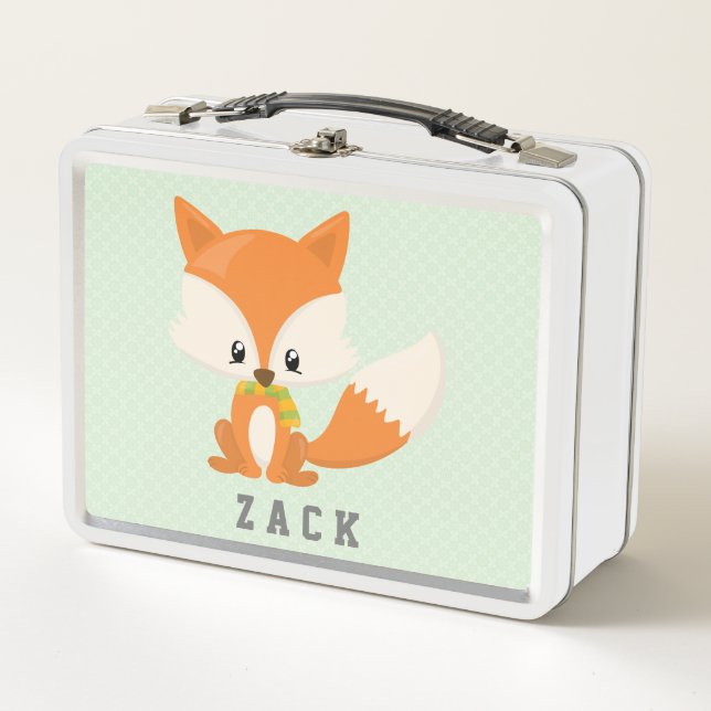Naranja Cute Fox Personalizado Woodland Forest Ani (Anverso)