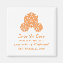 Naranja D20 Dice Guardar el imán de fecha