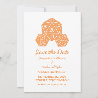 Naranja D20 Dice Guardar la invitación de fecha