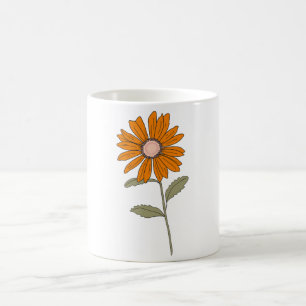 Naranja Daisy Flower Mug - Copa Coffee floral retr
