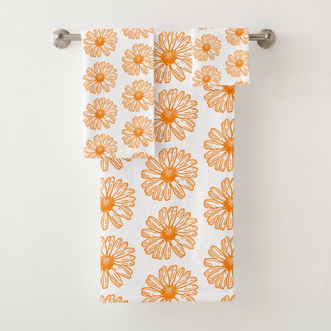 Naranja Daisy Flower Print, Vintage Floral Pattern (In situ)