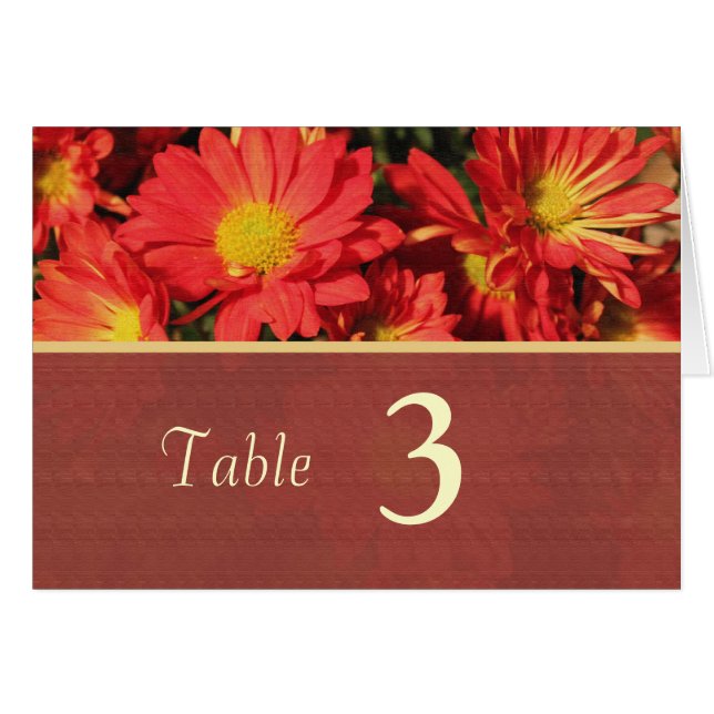 Naranja daisy flowers mesa de cena número de tarje (Anverso (Horizontal))