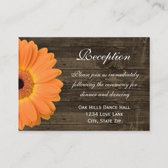 Naranja Daisy Wedding Tarjeta de dirección de rece (Anverso)