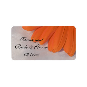Naranja Daisy y Satin Boda Gracias por tu etiqueta