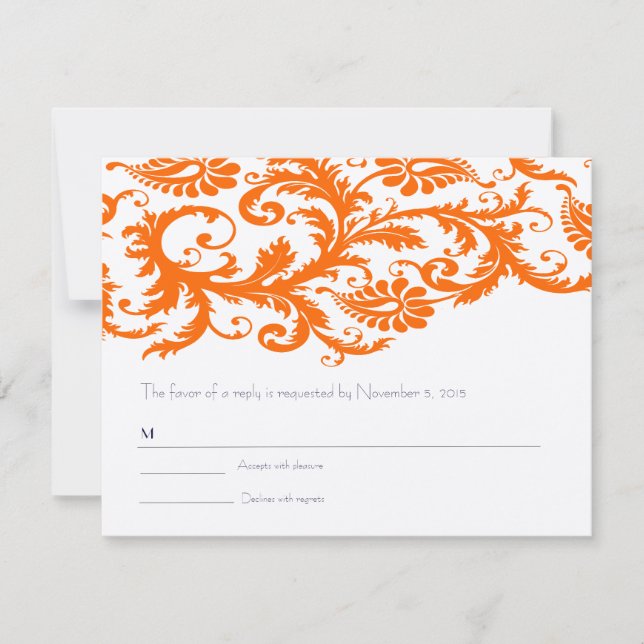 Naranja Damask RSVP de Terracotta de atardecer ita (Anverso)