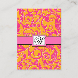 Naranja Damask y tarjetas de recepción de boda ros
