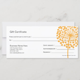 Naranja Dandelion Flower Gift Certificate Design 3