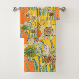 Naranja de acuarela floral de flores de Daffodil