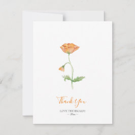 Naranja de acuarela Poppies Gracias Nota