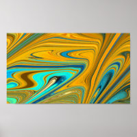 Naranja de Arte Moderno y Poster Verde azulado